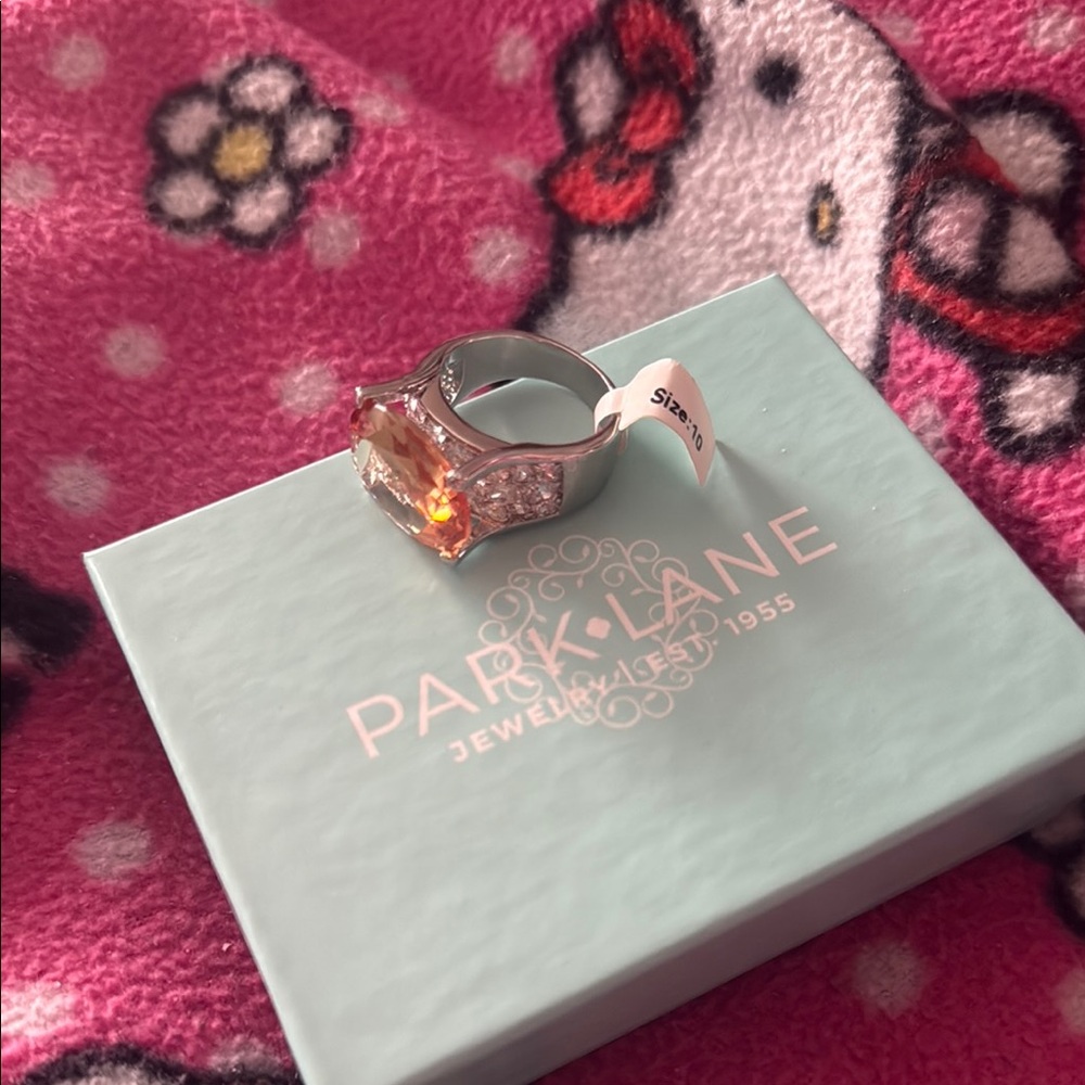 Park Lane Silver Ring with Orange Gemstone
